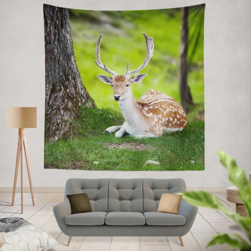 Majestic Deer Forest Vibrant Wall Hanging Tapestry