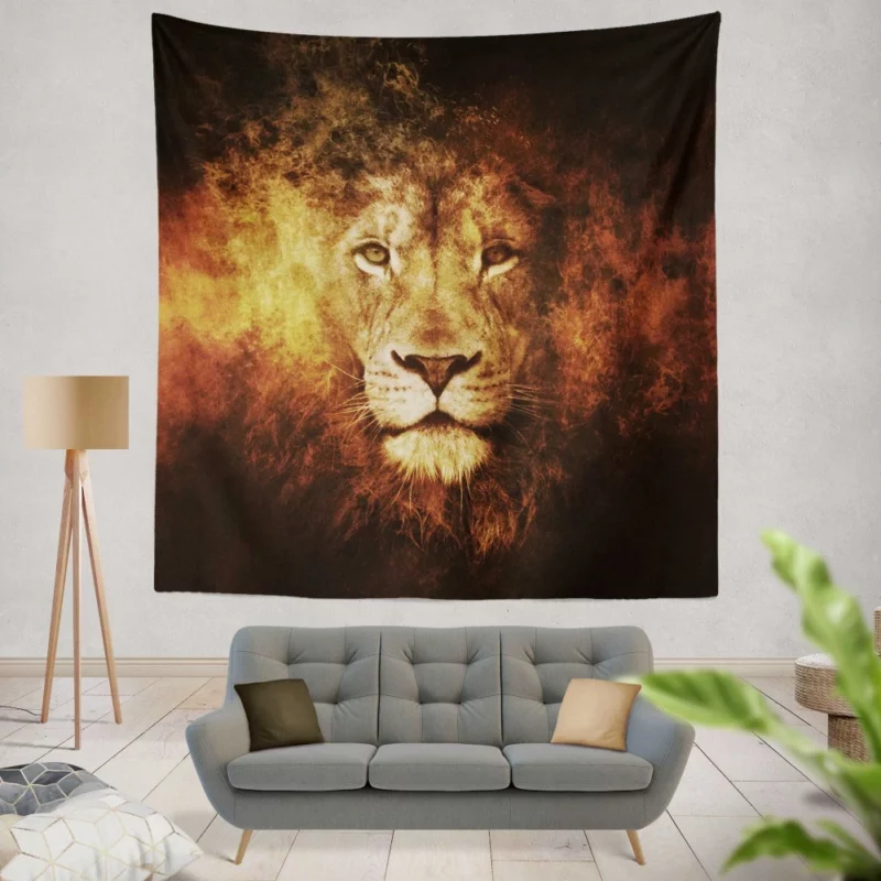 Majestic Dominance Lion Regal Rule Wall Hanging Tapestry