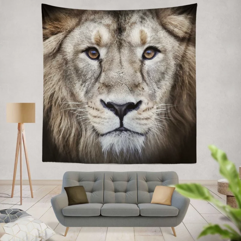 Majestic Lion Enigmatic Stare Wall Hanging Tapestry