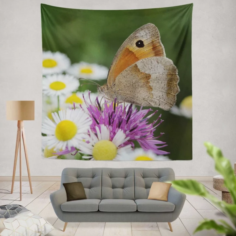 Majestic Meadow Brown Butterfly Wall Hanging Tapestry