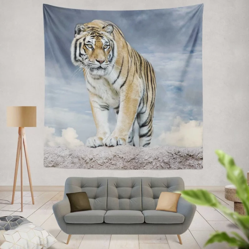 Majestic Tiger Enigmatic Stare Wall Hanging Tapestry