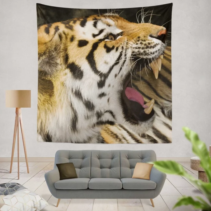 Majestic Tiger Roar Untamed Majesty Wall Hanging Tapestry