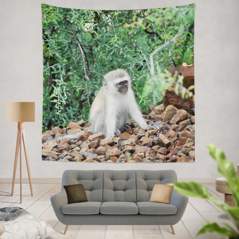 Mischievous Monkey Jungle Adventure Wall Hanging Tapestry