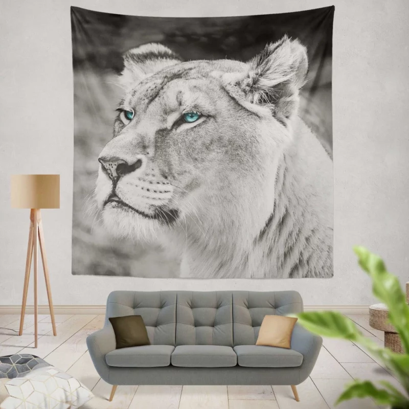 Monochrome Lion Shades of Strength Wall Hanging Tapestry