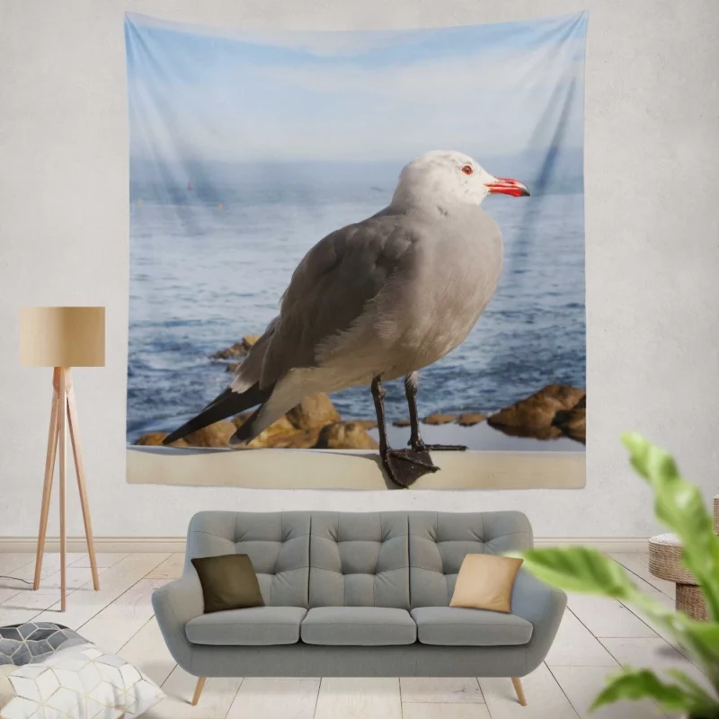 Monterey Gull Coastal Charm Seaside Bird Wall Hanging Tapestry