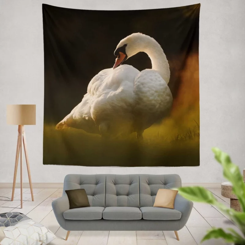 Mute Swan Elegance Serene Waters Wall Hanging Tapestry