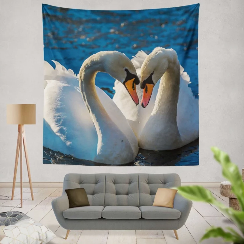 Mute Swans Graceful Water Duo Wall Hanging Tapestry