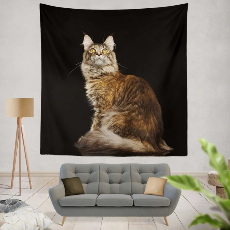 Mysterious Cat Gaze Feline Intrigue Wall Hanging Tapestry