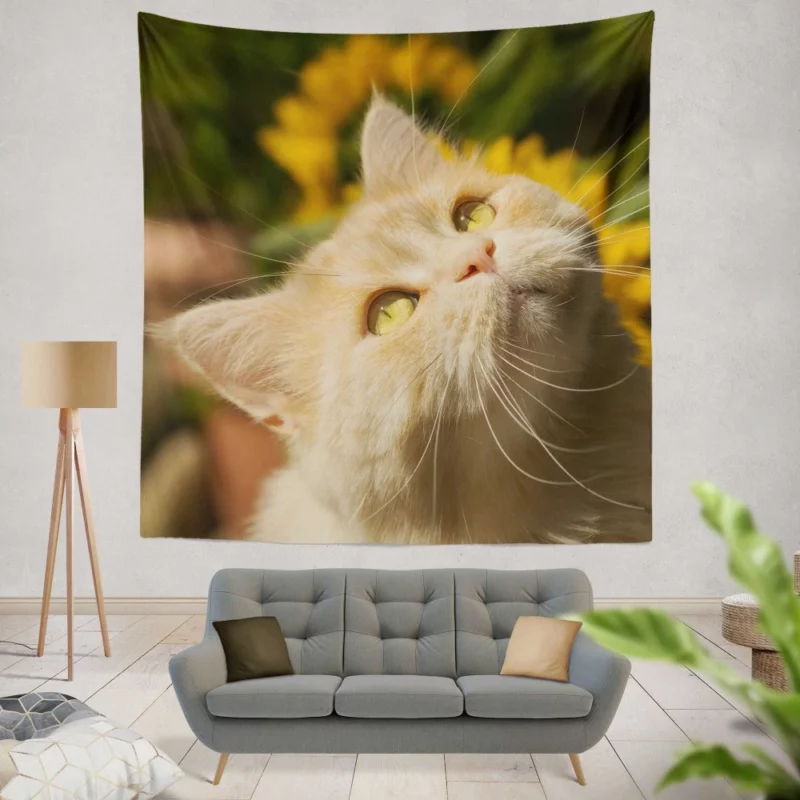 Mysterious Gaze Captivating Cat Wall Hanging Tapestry