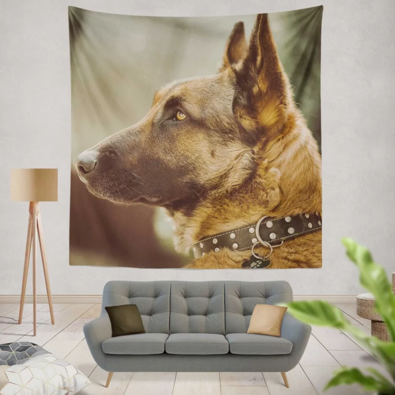 Noble German Shepherd Loyal Guardian Wall Hanging Tapestry