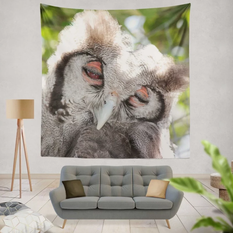 Nocturnal Majesty Owl Silent Observation Wall Hanging Tapestry