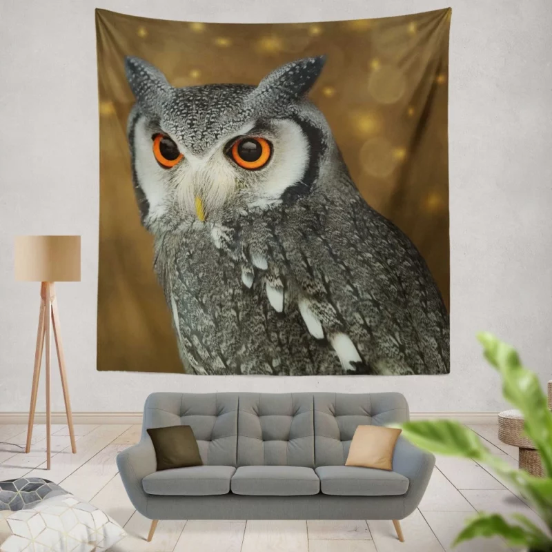 Nocturnal Wonder Owl Mysterious Gaze Wall Hanging Tapestry