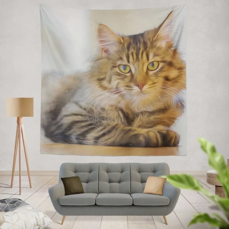 Oil Painting Pretty Cat Elegance Wall Hanging Tapestry