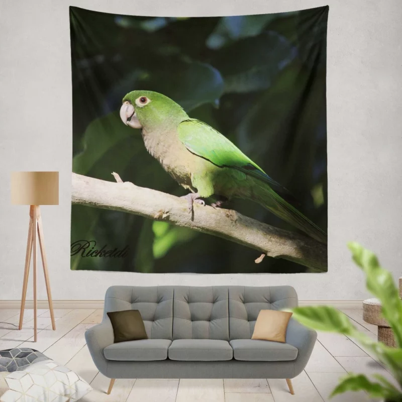 Olive-Throated Parakeet Colorful Charm Wall Hanging Tapestry