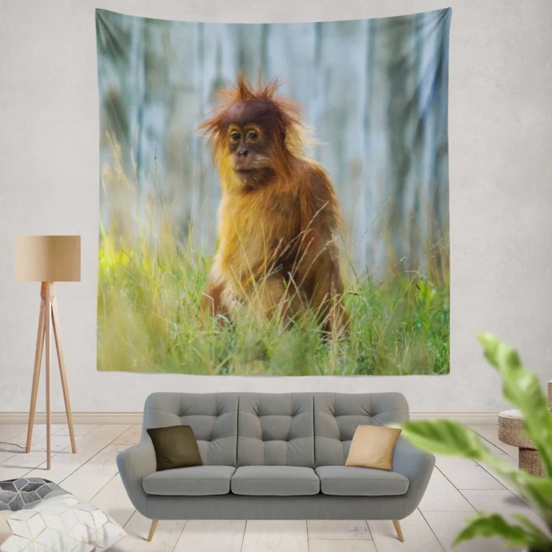 Orangutan Playful Spirit Jungle Charisma Wall Hanging Tapestry