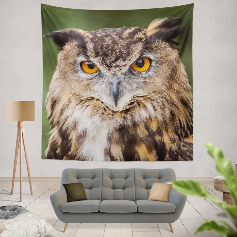 Owl Mystical Stare Nocturnal Observer Wall Hanging Tapestry