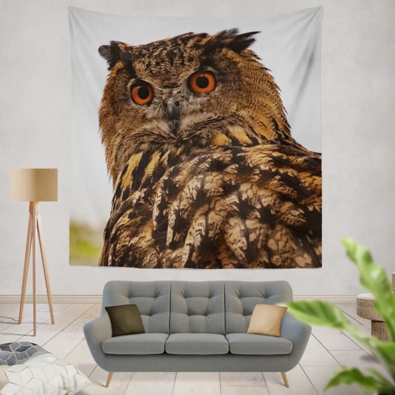 Owl Nocturnal Gaze Silent Watch Wall Hanging Tapestry