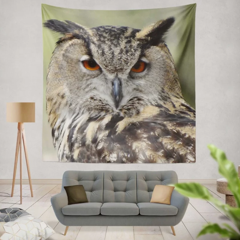 Owl Nocturnal Majesty Enigmatic Stance Wall Hanging Tapestry