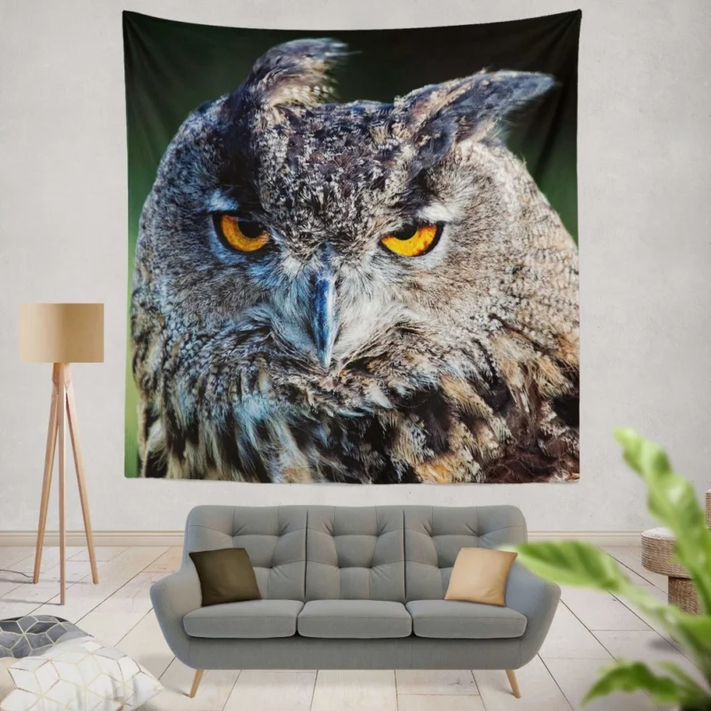 Owl Wise Gaze Nocturnal Majesty Wall Hanging Tapestry