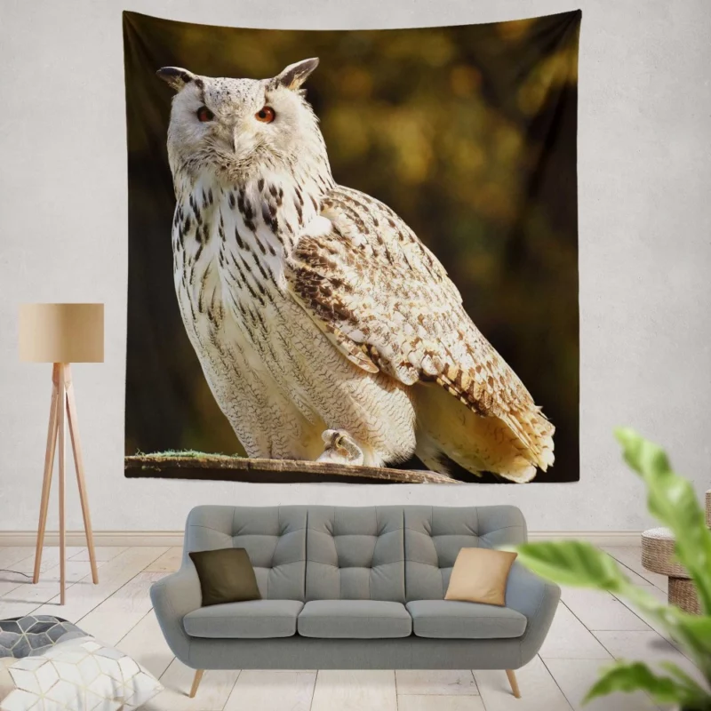 Owl at Wildlife Park Nocturnal Majesty Wall Hanging Tapestry