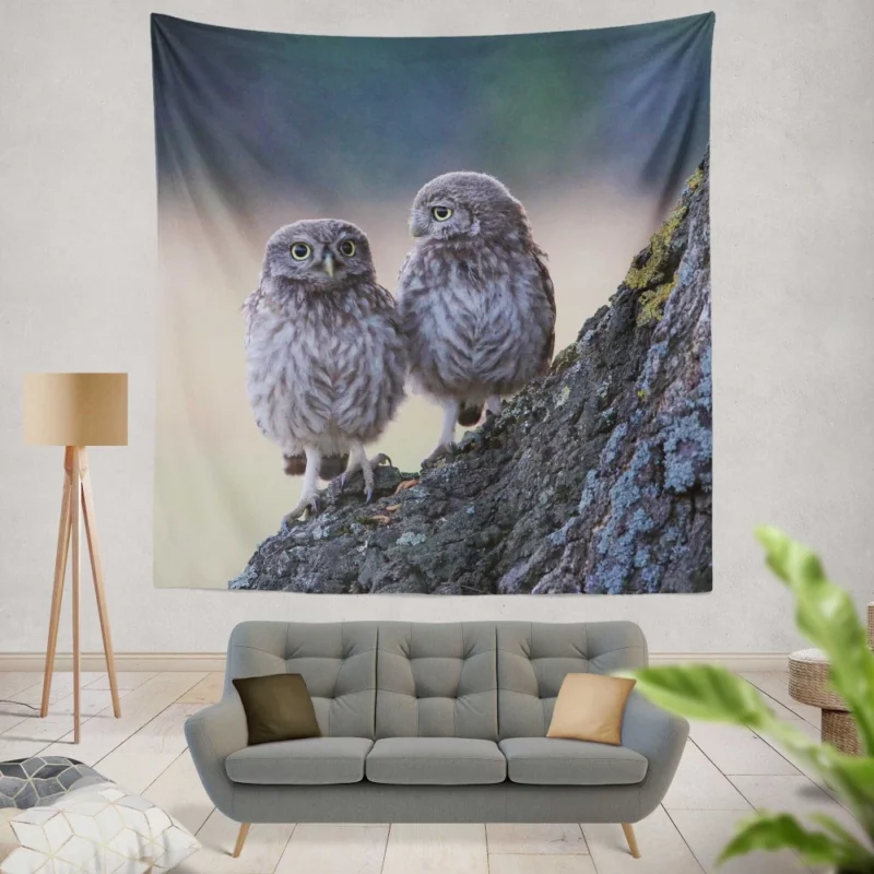 Owls Tree Gathering Nocturnal Companions Wall Hanging Tapestry