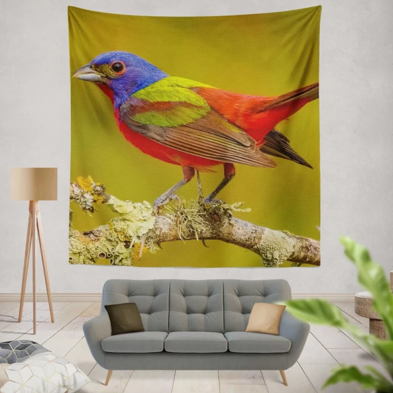 Painted Bunting Colorful Beauty Vibrant Passerine Wall Hanging Tapestry