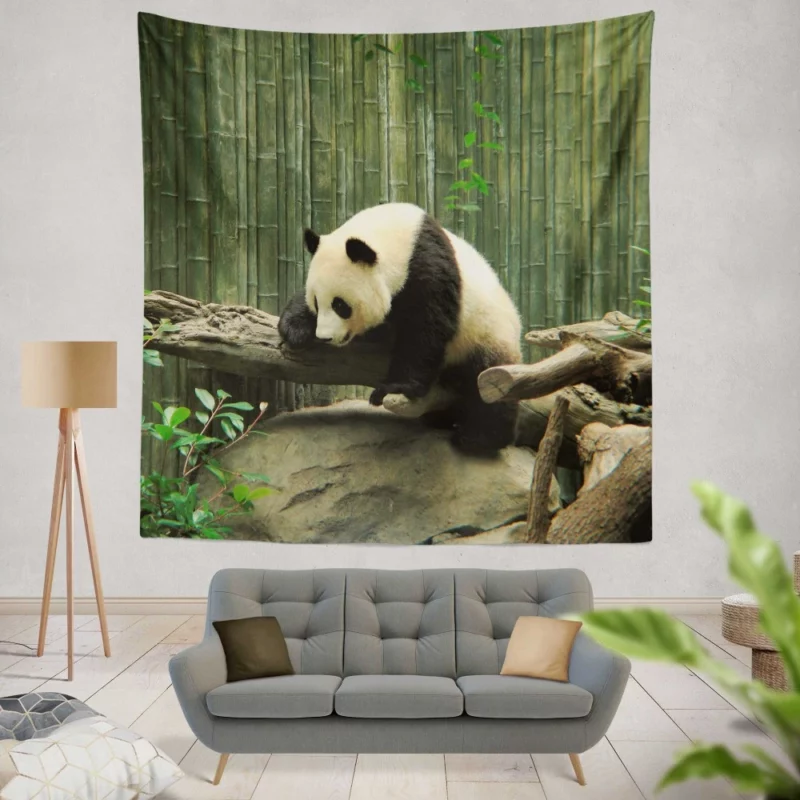 Panda Playful Charm Zoo Delight Wall Hanging Tapestry