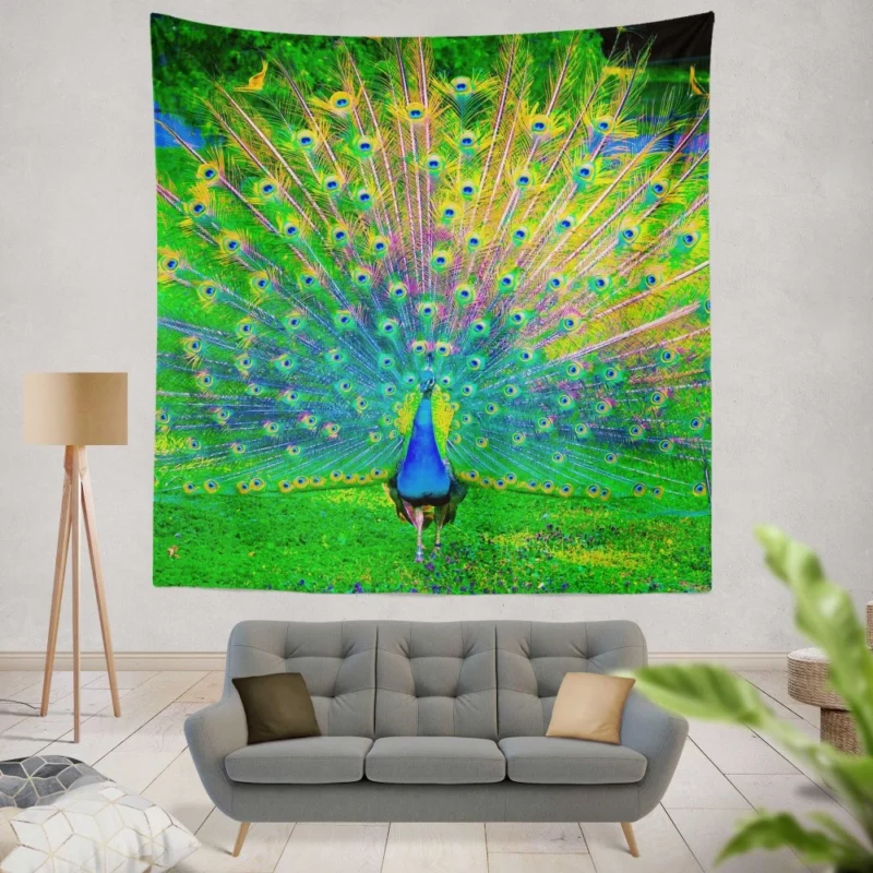 Peacock Exquisite Display Nature Elegance Wall Hanging Tapestry