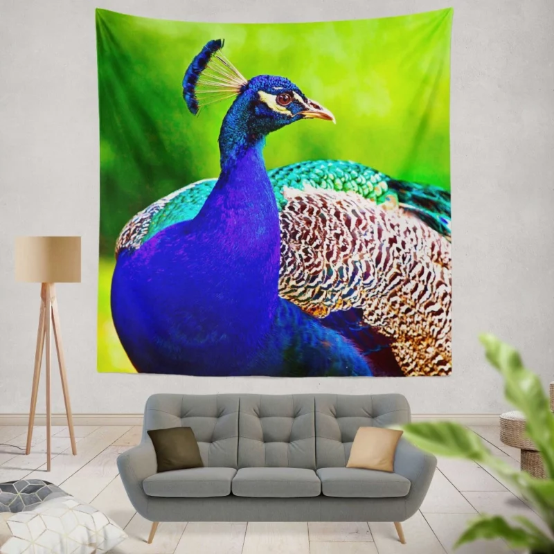 Peacock Stunning Plumage Majestic Bird Wall Hanging Tapestry