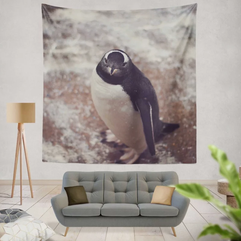 Penguin Charming Stance Icy Whimsy Wall Hanging Tapestry