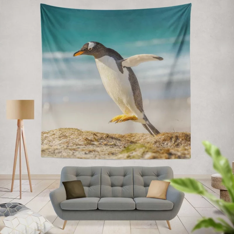 Penguin Depth of Field Stance Wall Hanging Tapestry