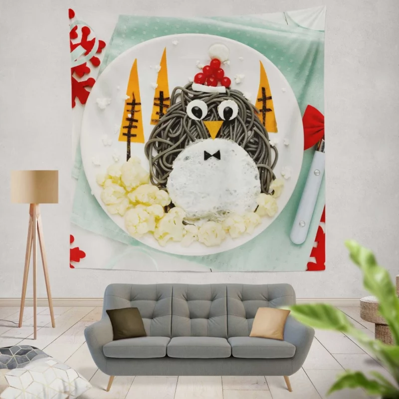 Penguin Meal Arctic Delicacy Wall Hanging Tapestry