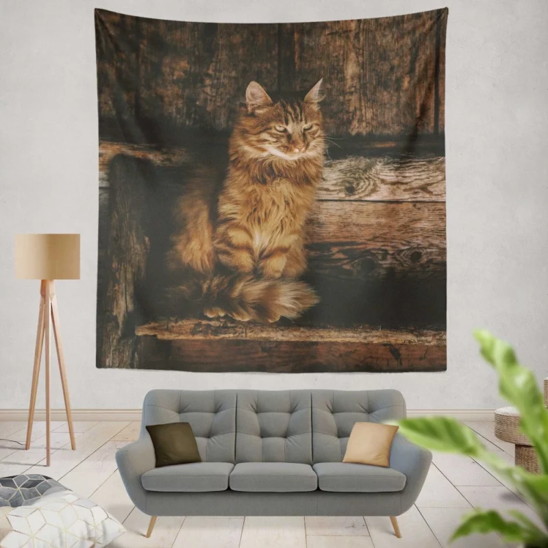 Pensive Stare Cat Gaze Wall Hanging Tapestry