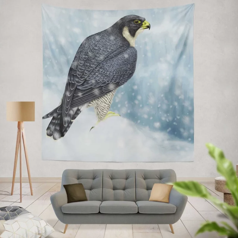 Peregrine Falcon Aerial Prowess Hunter Gaze Wall Hanging Tapestry