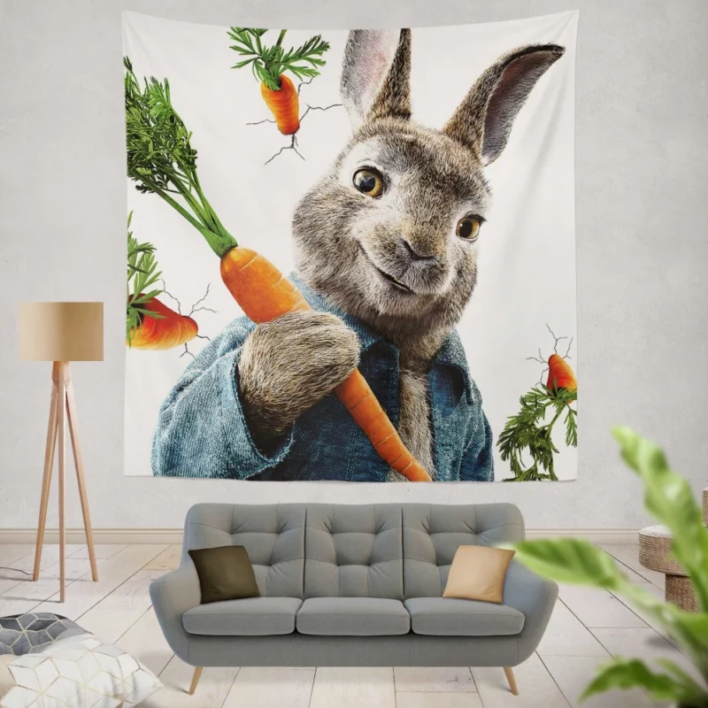 Peter Rabbit Carrot Chase Whimsical Delight Wall Hanging Tapestry