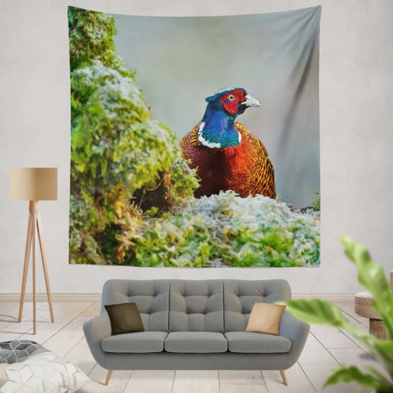 Pheasant Mossy Retreat Forest Dweller Wall Hanging Tapestry