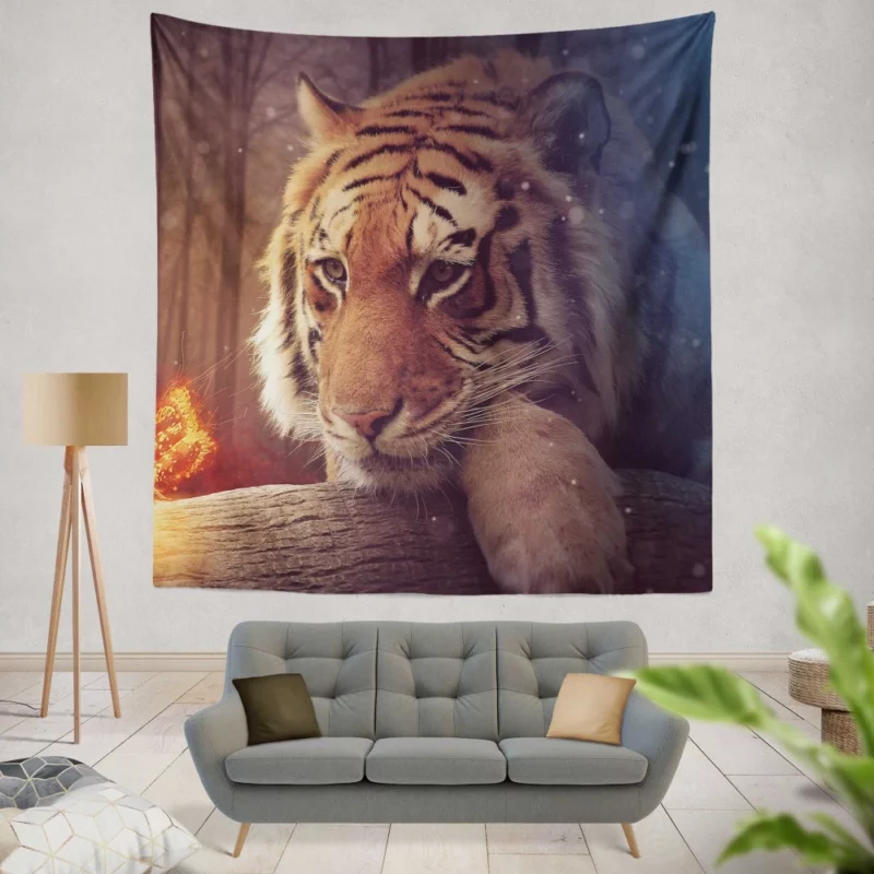 Photography Manipulation Fiery Tiger Dreams Wall Hanging Tapestry