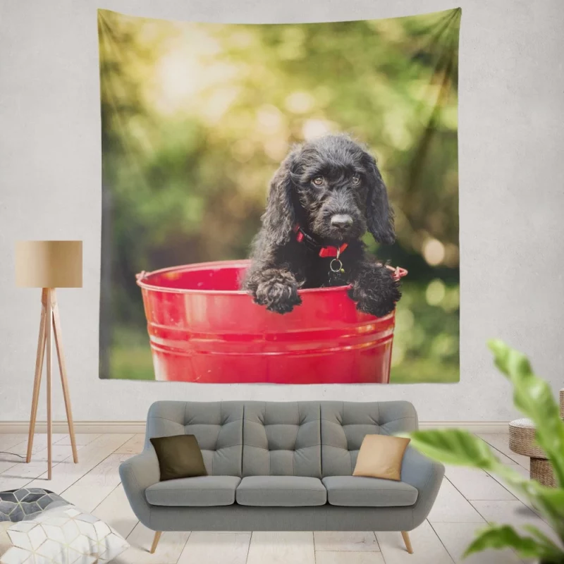 Playful Cocker Spaniel Puppy Furry Joy Wall Hanging Tapestry