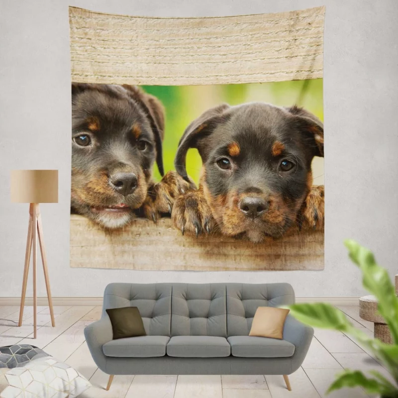 Playful Innocence Rottwe Wall Hanging Tapestry