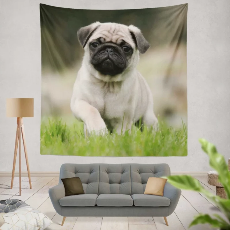 Playful Moments Pug Adorableness Wall Hanging Tapestry