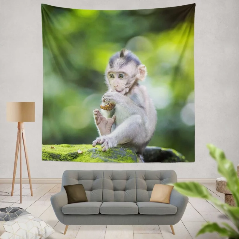 Playful Monkey Bokeh Frolic Wall Hanging Tapestry