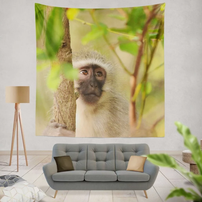 Playful Monkey Wild Antics Unleashed Wall Hanging Tapestry