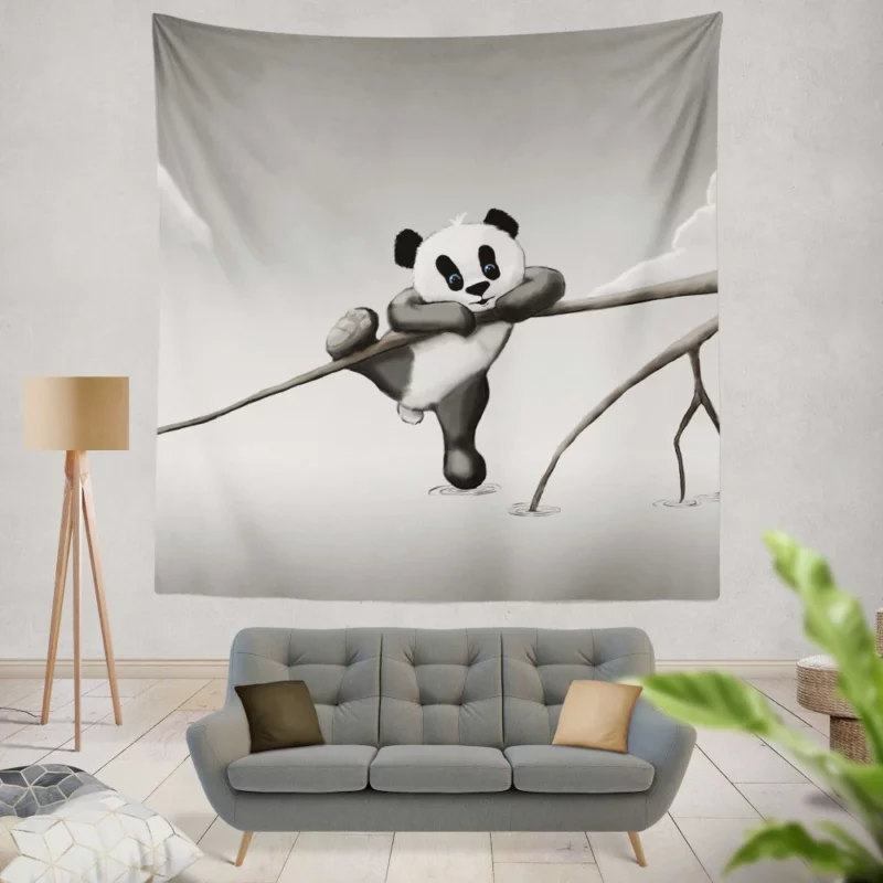 Playful Panda Bamboo Delight Wall Hanging Tapestry