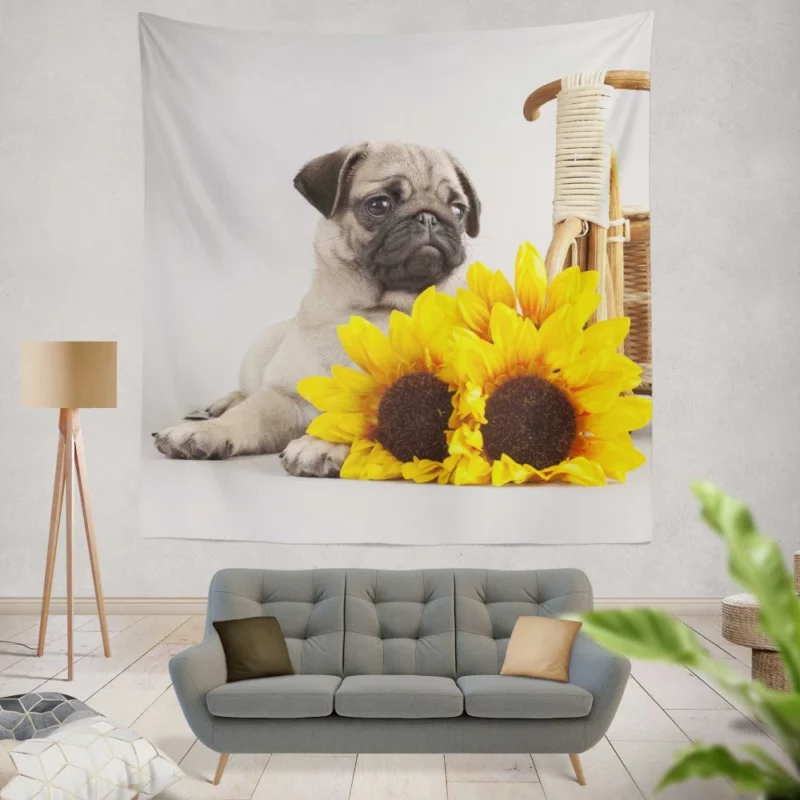 Playful Pug Antics of Adorable Moments Wall Hanging Tapestry