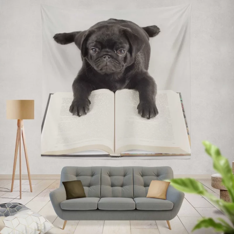 Playful Pug Charm Wall Hanging Tapestry