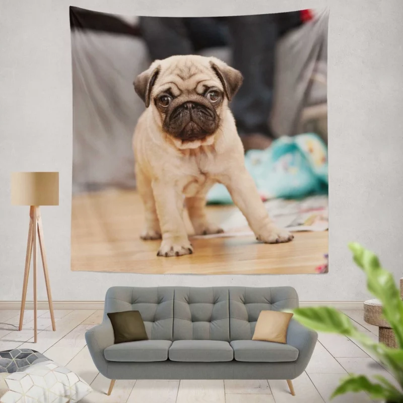 Playful Pug Wall Hanging Tapestry