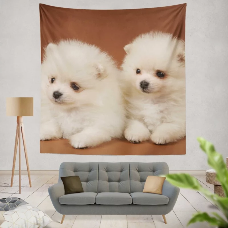 Playful Puppy Pomeranian Joy Wall Hanging Tapestry