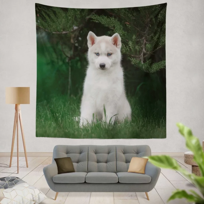 Precious Husky Puppy Playful Glee Wall Hanging Tapestry