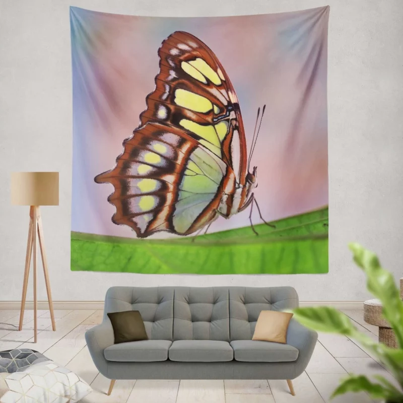 Pretty Butterfly on Leaf Nature Grace Wall Hanging Tapestry