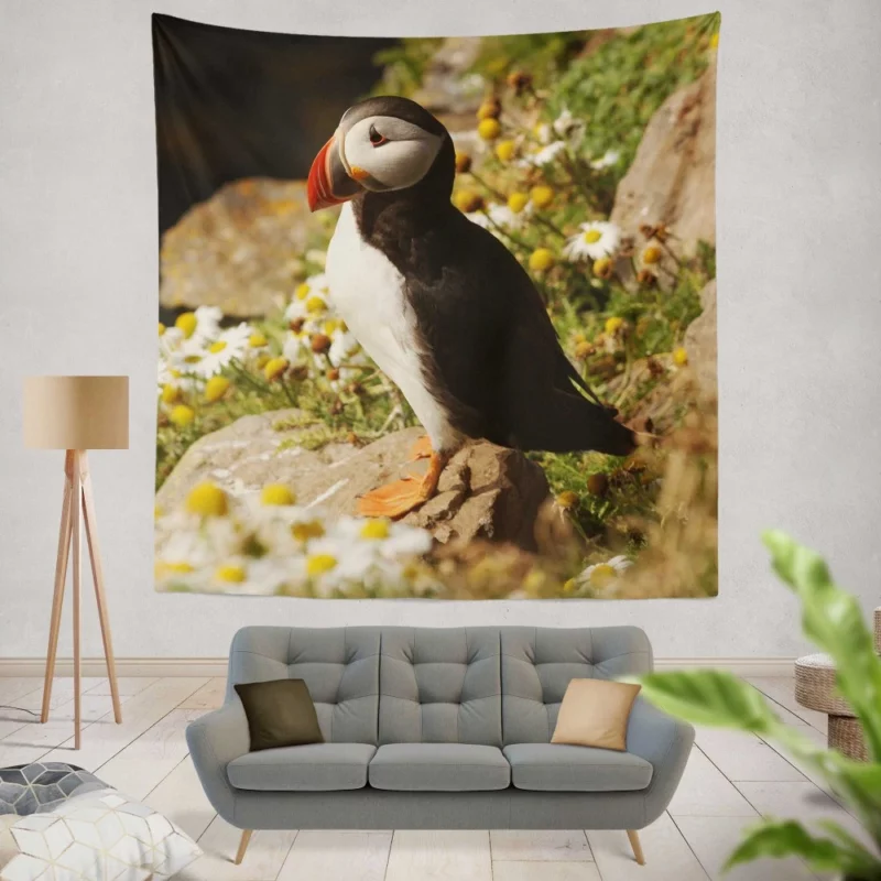 Puffin Coastal Gaze Seaside Wonder Wall Hanging Tapestry